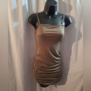 Windsor Tan and Black Ruched Dress